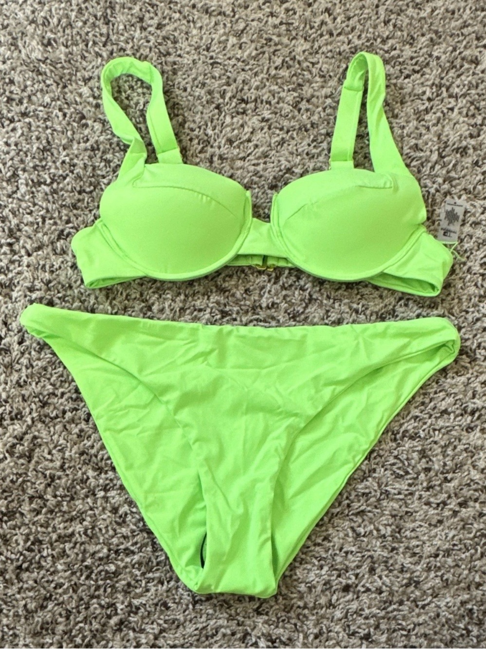 TiniBikini Neon Lime Green Molded Cup Bikini Set